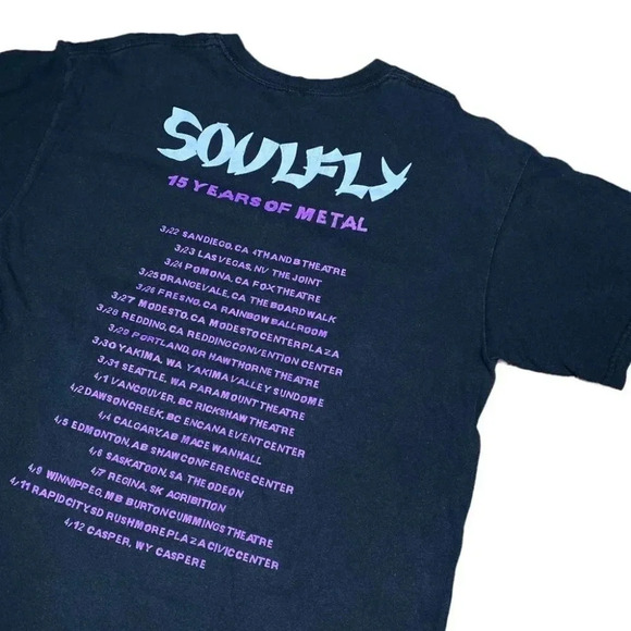 Soulfly Enslaved 2012 Tour 15 Years of Metal Music Rock Band T Shirt Mens Medium - Picture 4 of 6
